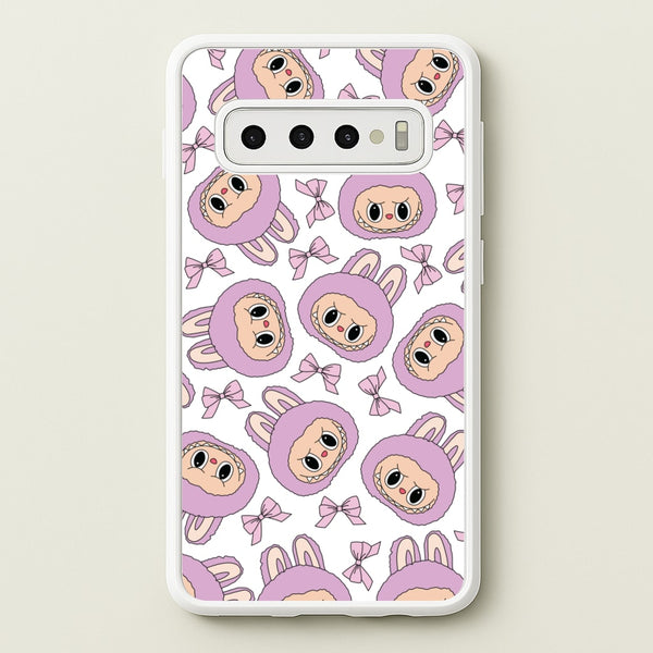 Cute Purple Monster And Bows Pattern  - Plushy Phone Case for Galaxy S10 Plus
