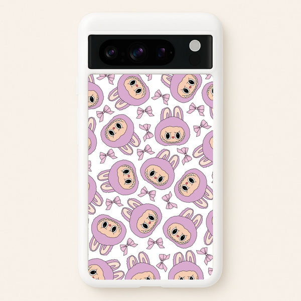Cute Purple Monster And Bows Pattern  - Plushy Phone Case for Google Pixel 8 Pro