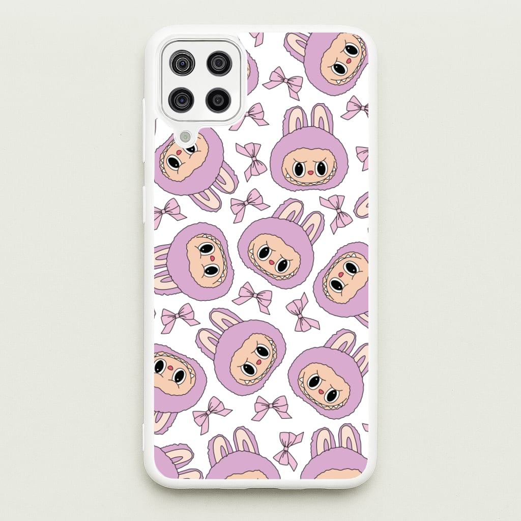 Cute Purple Monster And Bows Pattern  - Plushy Phone Case for Galaxy A12