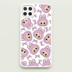 Cute Purple Monster And Bows Pattern  - Plushy Phone Case for Galaxy A12