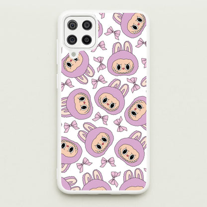 Cute Purple Monster And Bows Pattern  - Plushy Phone Case for Galaxy A12