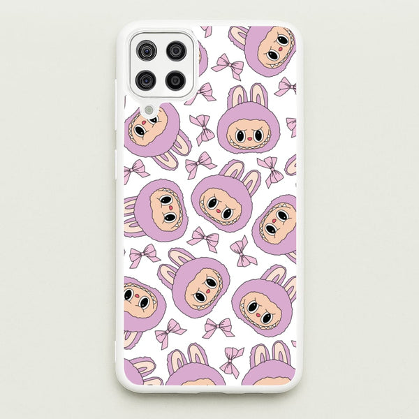 Cute Purple Monster And Bows Pattern  - Plushy Phone Case for Galaxy A12