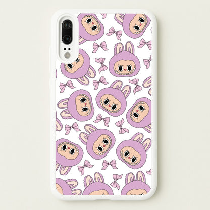 Cute Purple Monster And Bows Pattern  - Plushy Phone Case for Huawei P20