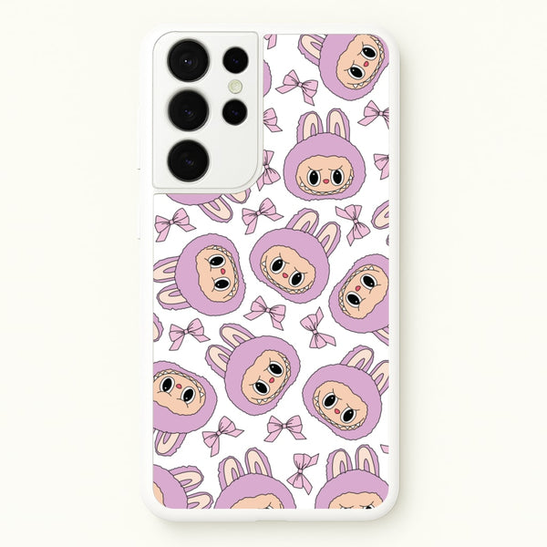 Cute Purple Monster And Bows Pattern  - Plushy Phone Case for Galaxy S21 Ultra