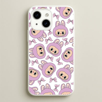Cute Purple Monster And Bows Pattern  - Plushy Phone Case for iPhone 15