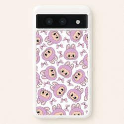 Cute Purple Monster And Bows Pattern  - Plushy Phone Case for Google Pixel 8a