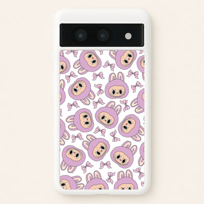 Cute Purple Monster And Bows Pattern  - Plushy Phone Case for Google Pixel 8a