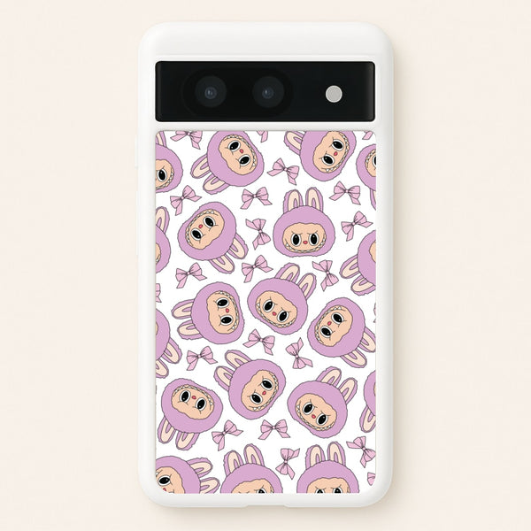 Cute Purple Monster And Bows Pattern  - Plushy Phone Case for Google Pixel 8a