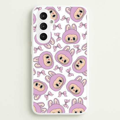 Cute Purple Monster And Bows Pattern  - Plushy Phone Case for Galaxy S23FE