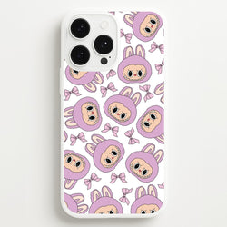 Cute Purple Monster And Bows Pattern  - Plushy Phone Case for iPhone 13 Pro Max