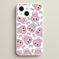 Cute Purple Monster And Bows Pattern  - Plushy Phone Case for iPhone 15 Plus