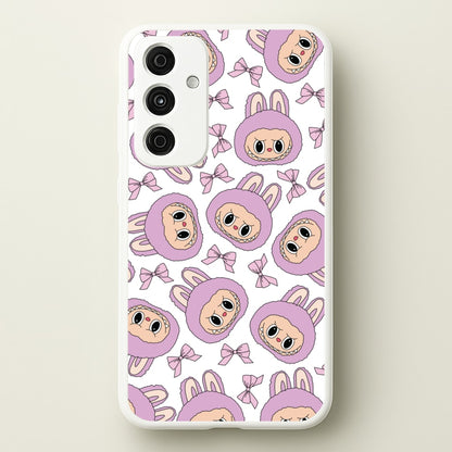 Cute Purple Monster And Bows Pattern  - Plushy Phone Case for Galaxy A15