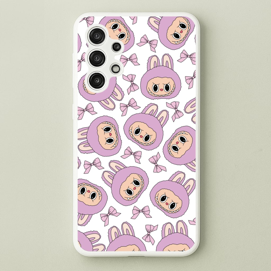 Cute Purple Monster And Bows Pattern  - Plushy Phone Case for Galaxy A13