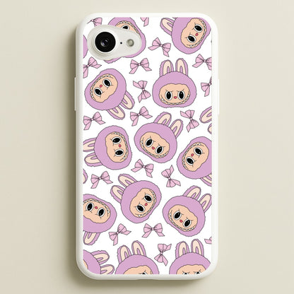 Cute Purple Monster And Bows Pattern  - Plushy Phone Case for iPhone 16e