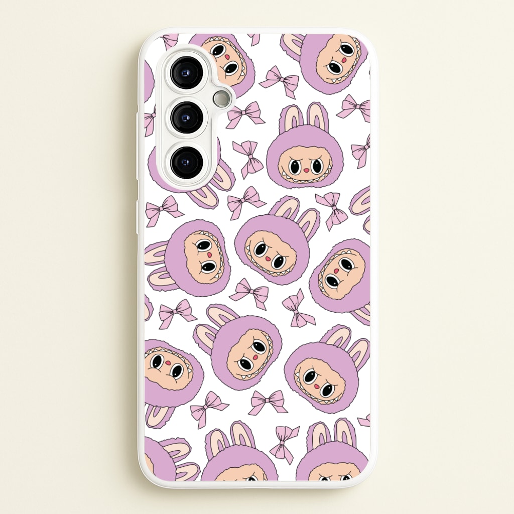 Cute Purple Monster And Bows Pattern  - Plushy Phone Case for Galaxy A54