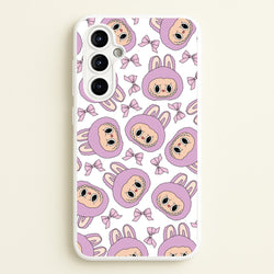 Cute Purple Monster And Bows Pattern  - Plushy Phone Case for Galaxy A54