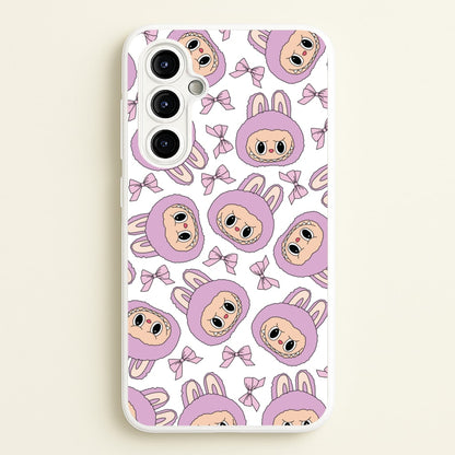 Cute Purple Monster And Bows Pattern  - Plushy Phone Case for Galaxy A54