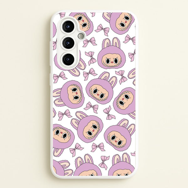 Cute Purple Monster And Bows Pattern  - Plushy Phone Case for Galaxy A54