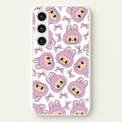 Cute Purple Monster And Bows Pattern  - Plushy Phone Case for Galaxy S25