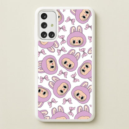 Cute Purple Monster And Bows Pattern  - Plushy Phone Case for Galaxy A71