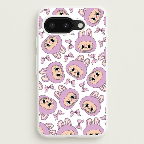 Cute Purple Monster And Bows Pattern  - Plushy Phone Case for Google Pixel 9a
