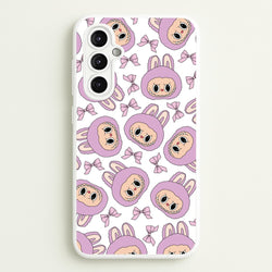 Cute Purple Monster And Bows Pattern  - Plushy Phone Case for Galaxy A14