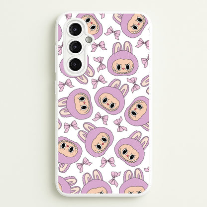 Cute Purple Monster And Bows Pattern  - Plushy Phone Case for Galaxy A14