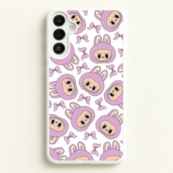 Cute Purple Monster And Bows Pattern  - Plushy Phone Case for Galaxy A36