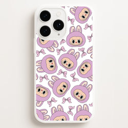 Cute Purple Monster And Bows Pattern  - Plushy Phone Case for iPhone 11 Pro