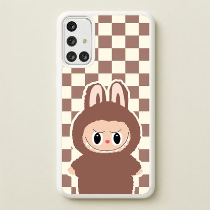Checkered Cute Brown Monster   - Plushy Phone Case for Galaxy A71