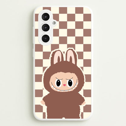 Checkered Cute Brown Monster   - Plushy Phone Case for Galaxy S23FE