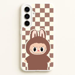 Checkered Cute Brown Monster   - Plushy Phone Case for Galaxy A56