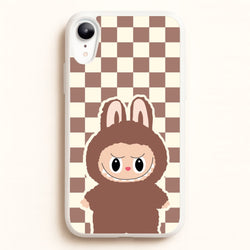 Checkered Cute Brown Monster   - Plushy Phone Case for iPhone XR