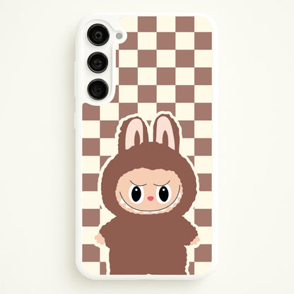 Checkered Cute Brown Monster   - Plushy Phone Case for Galaxy S23 Plus