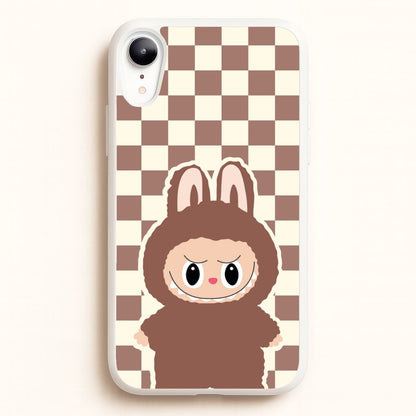 Checkered Cute Brown Monster   - Plushy Phone Case for iPhone XR