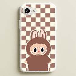 Checkered Cute Brown Monster   - Plushy Phone Case for iPhone 16e