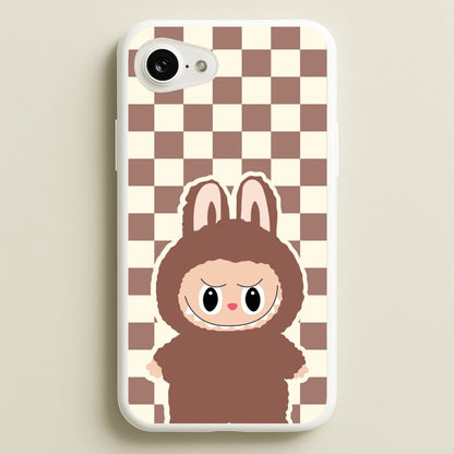Checkered Cute Brown Monster   - Plushy Phone Case for iPhone 16e