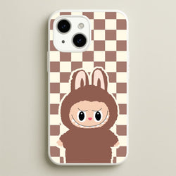 Checkered Cute Brown Monster   - Plushy Phone Case for iPhone 14