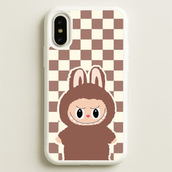 Checkered Cute Brown Monster   - Plushy Phone Case for iPhone X / XS