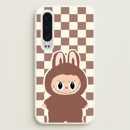 Checkered Cute Brown Monster   - Plushy Phone Case for Huawei P30