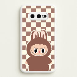 Checkered Cute Brown Monster   - Plushy Phone Case for Galaxy S10e