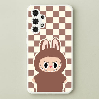 Checkered Cute Brown Monster   - Plushy Phone Case for Galaxy A13