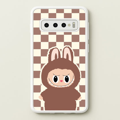 Checkered Cute Brown Monster   - Plushy Phone Case for Galaxy S10 Plus