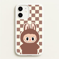 Checkered Cute Brown Monster   - Plushy Phone Case for iPhone 12 Mini