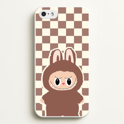 Checkered Cute Brown Monster   - Plushy Phone Case for iPhone 5 / 5s / SE 2016
