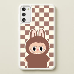Checkered Cute Brown Monster   - Plushy Phone Case for Galaxy S20FE