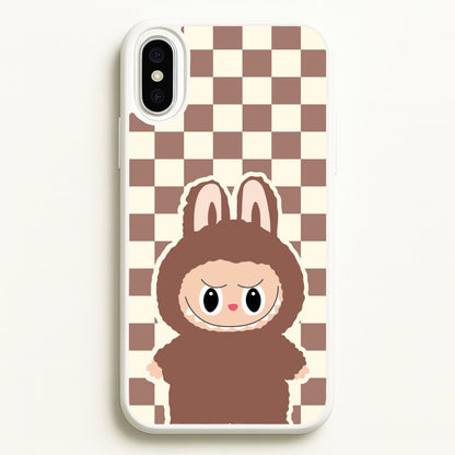 Checkered Cute Brown Monster   - Plushy Phone Case for iPhone XS Max