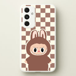 Checkered Cute Brown Monster   - Plushy Phone Case for Galaxy A15