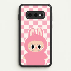 Checkered Cute Pink Monster   - Plushy Phone Case for Galaxy S10e