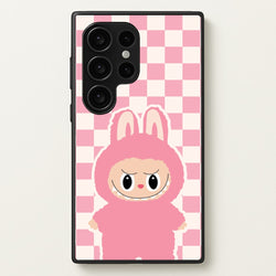 Checkered Cute Pink Monster   - Plushy Phone Case for Galaxy S24 Ultra